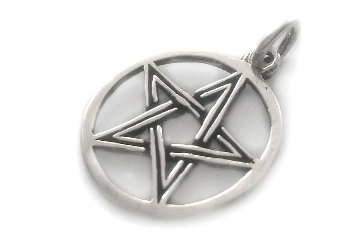 Pagan Schutzanhänger - AURIC - ø2.7 cm - Glücks Amulett - Pentagramm im Kreis - Silber Pagan Schutzanhänger - AURIC - ø2.7 cm - Glücks Amulett - Pentagramm im Kreis - Silber