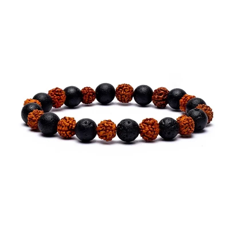Armband Rudraksha / Lavastein elastisch -- 0.8 cm; 9 cm Armband Rudraksha / Lavastein elastisch -- 0.8 cm; 9 cm