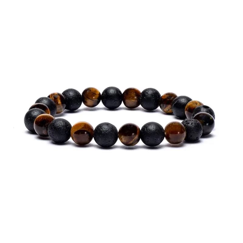 Armband Tigerauge / Lavastein elastisch - 0.8 cm x 0.8 cm Armband Tigerauge / Lavastein elastisch - 0.8 cm x 0.8 cm