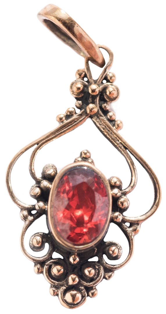 Schmuck Anhänger - SALIA - Mittelalter - Granat Kristall - Bronze Schmuck Anhänger - SALIA - Mittelalter - Granat Kristall - Bronze