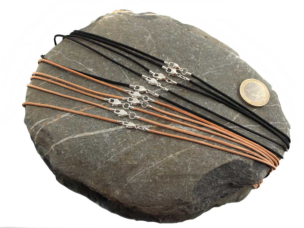 Lederband mit Karabiner - Natur Lederband mit Karabiner - Natur