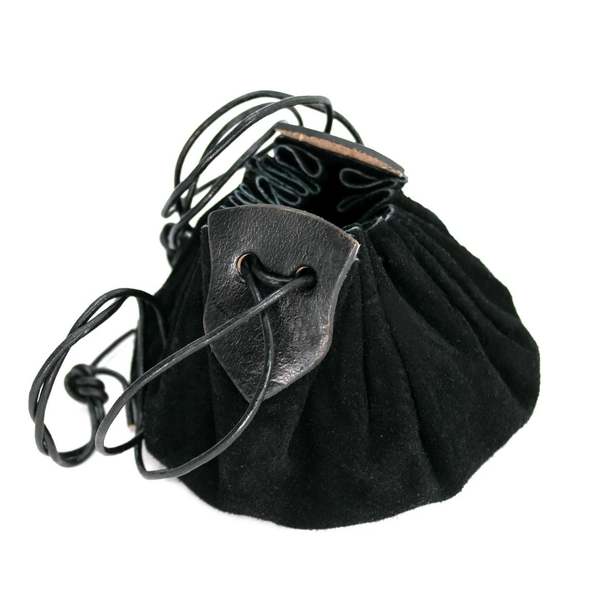 Lederbeutel "Hug" aus Veloursleder schwarz Lederbeutel "Hug" aus Veloursleder schwarz