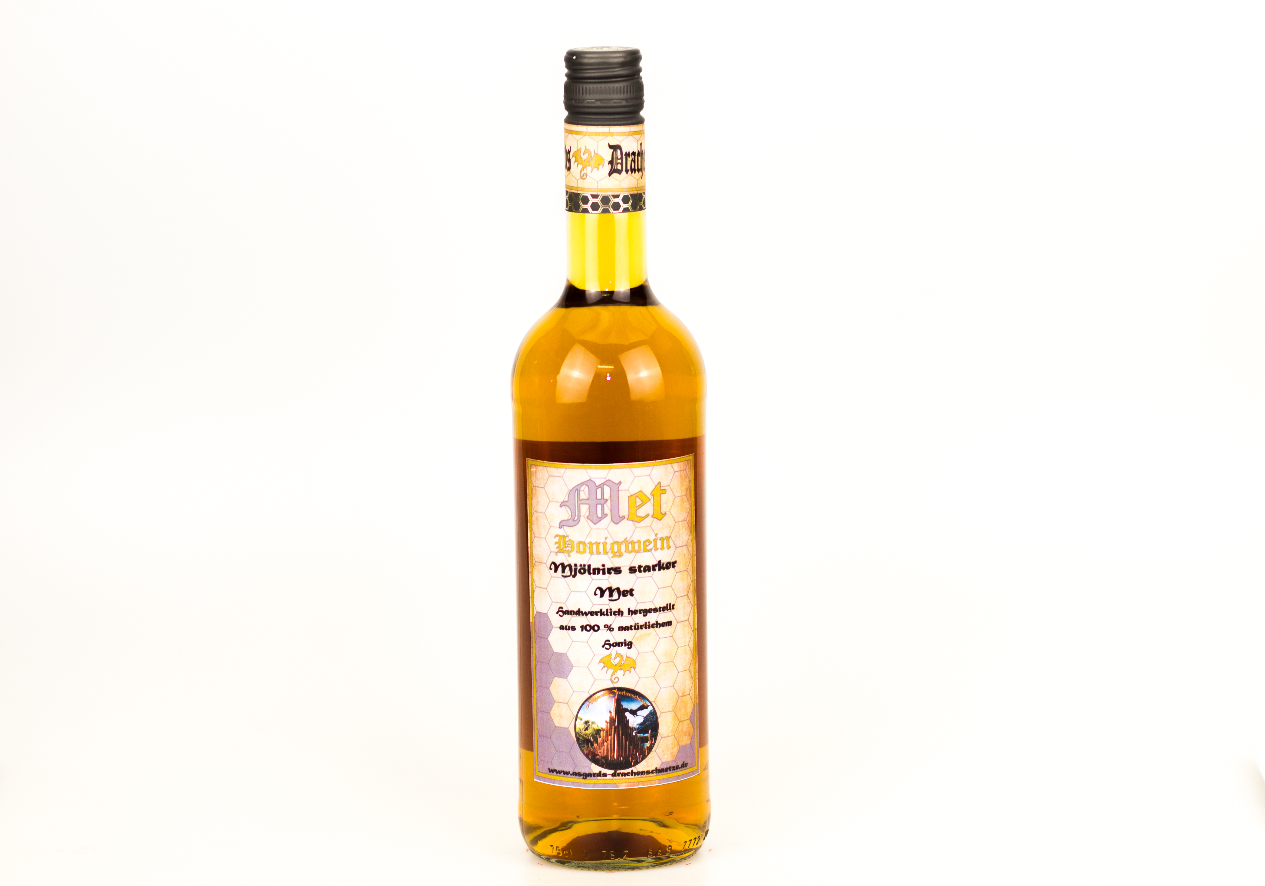 Met Mjölnir, starker süßer Honigwein, Germanen Krafttrunk, 14,5% vol. Met Mjölnir, starker süßer Honigwein, Germanen Krafttrunk, 14,5% vol.