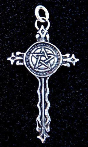 Pagan Pentagramm Anhänger GOTHIC - 5.7 cm - Irisches Schutz-Amulett Kreuz - Silber Pagan Pentagramm Anhänger GOTHIC - 5.7 cm - Irisches Schutz-Amulett Kreuz - Silber
